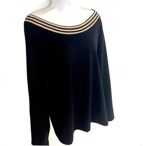City Hearts Black and Tan Shimmer Boat Neck Sweater!